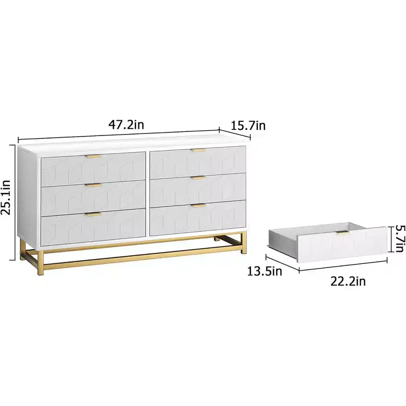 Commode de rangement à tiroirs, commode de chambre à coucher, organiseur de commode de 53,5 cm avec poignée et pieds en métal
