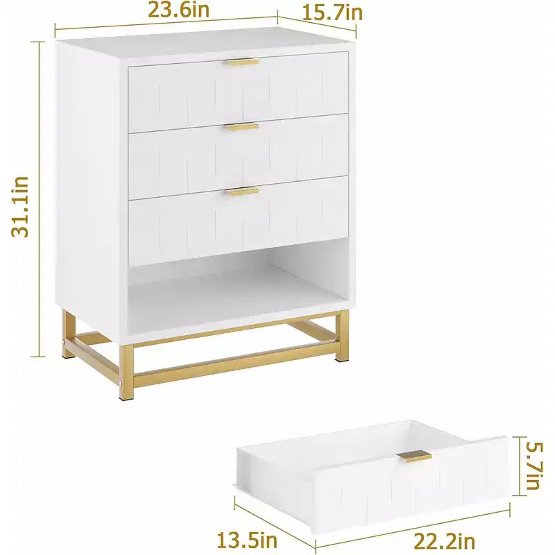 Commode de rangement à tiroirs, commode de chambre à coucher, organiseur de commode de 53,5 cm avec poignée et pieds en métal