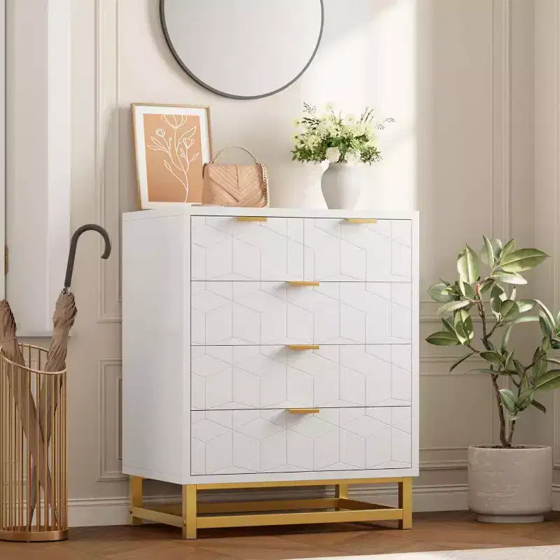 Commode de rangement à tiroirs, commode de chambre à coucher, organiseur de commode de 53,5 cm avec poignée et pieds en métal