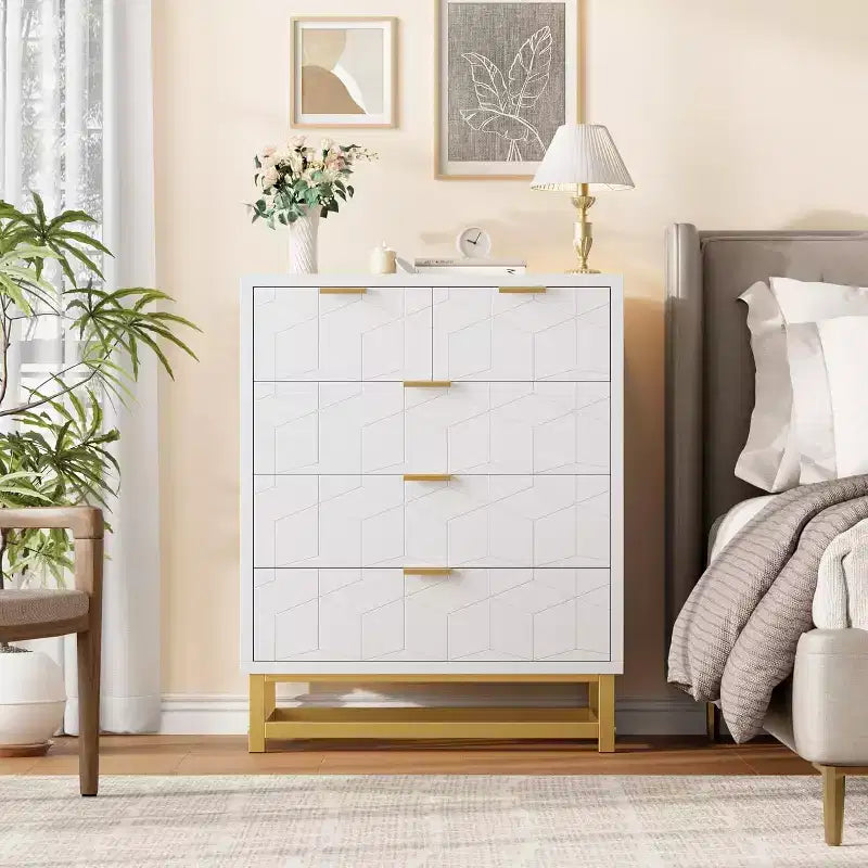 Commode de rangement à tiroirs, commode de chambre à coucher, organiseur de commode de 53,5 cm avec poignée et pieds en métal