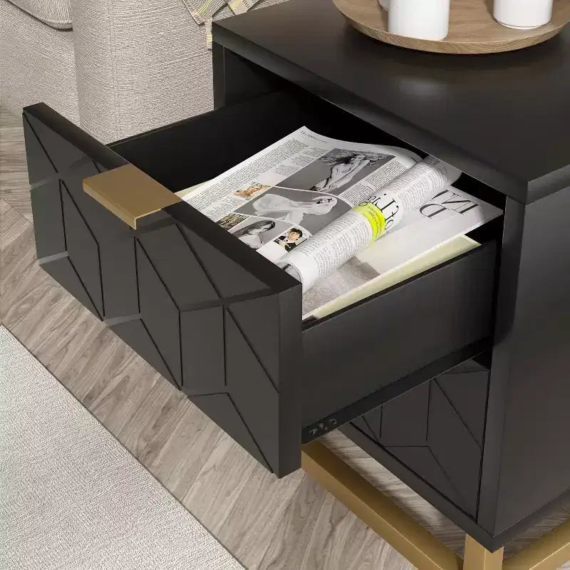 Commode de rangement à tiroirs, commode de chambre à coucher, organiseur de commode de 53,5 cm avec poignée et pieds en métal