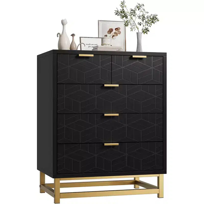 Drawer Storage Cabinet, Dresser for Bedroom, 53.5 Dresser Organizer with Metal Handle and Legs