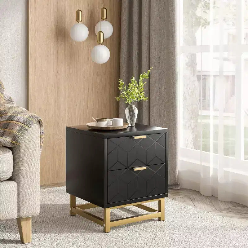 Commode de rangement à tiroirs, commode de chambre à coucher, organiseur de commode de 53,5 cm avec poignée et pieds en métal