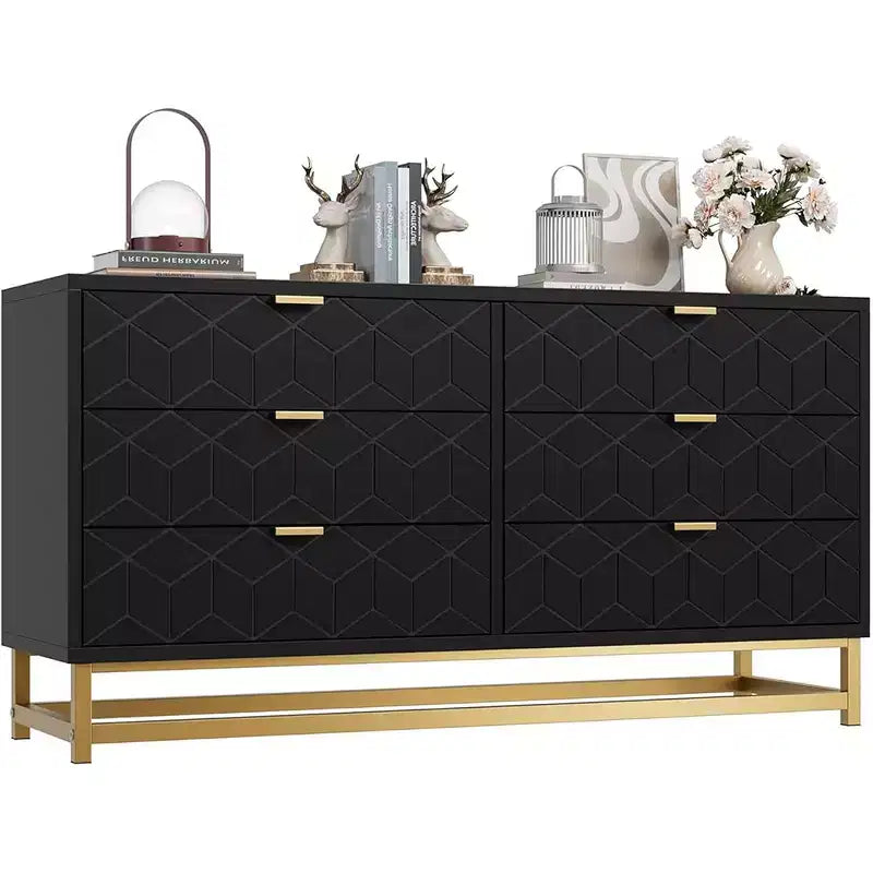 Drawer Storage Cabinet, Dresser for Bedroom, 53.5 Dresser Organizer with Metal Handle and Legs
