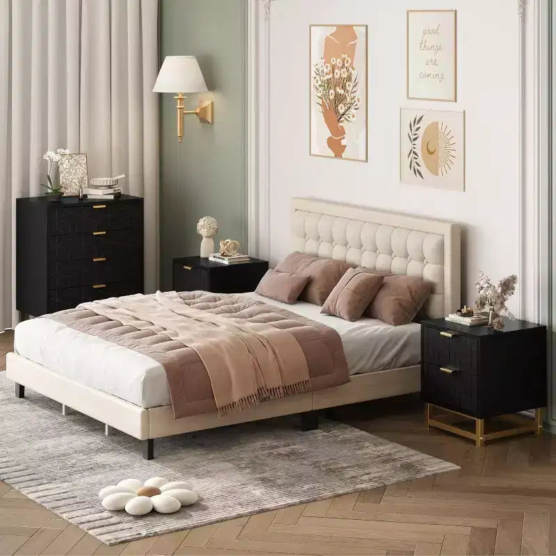Commode de rangement à tiroirs, commode de chambre à coucher, organiseur de commode de 53,5 cm avec poignée et pieds en métal