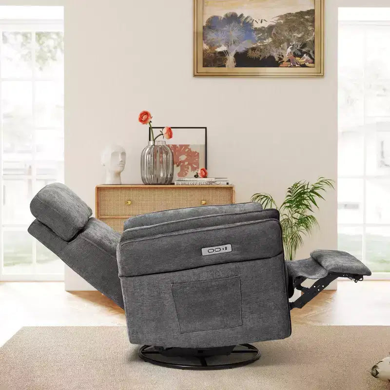EROMMY Swivel Recliner Glider With Adjustable Headrests & Armrests