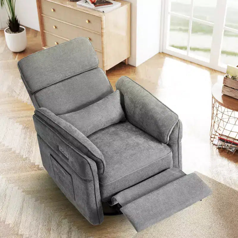 EROMMY Swivel Recliner Glider With Adjustable Headrests & Armrests