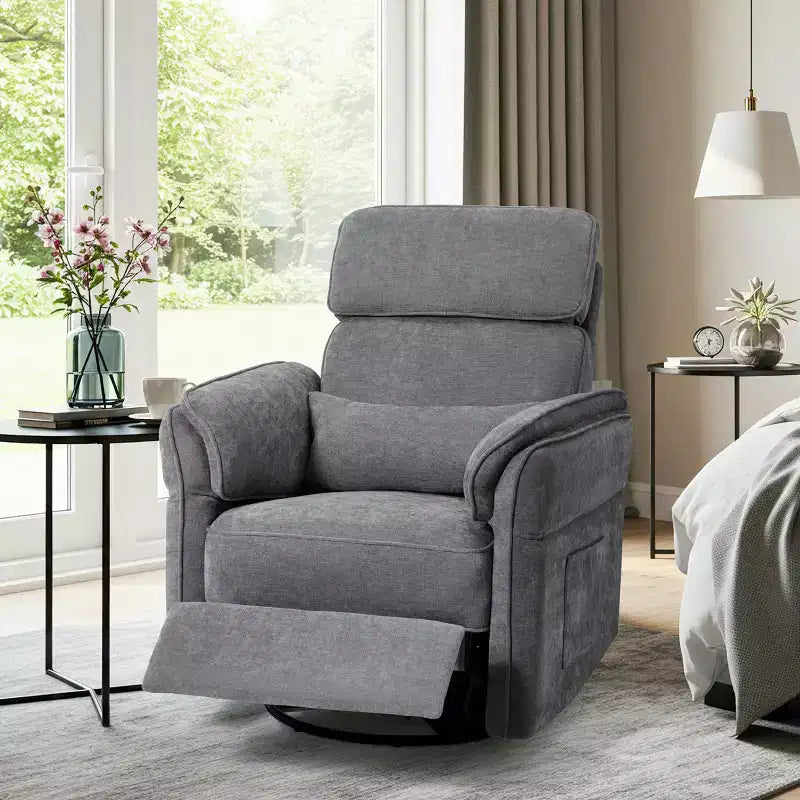 EROMMY Swivel Recliner Glider With Adjustable Headrests & Armrests