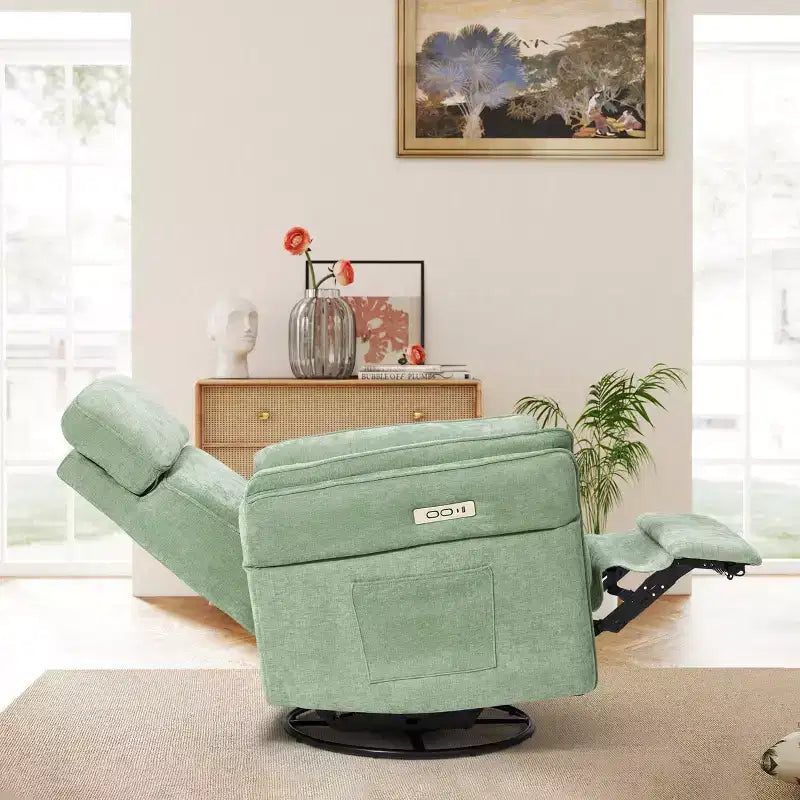 EROMMY Swivel Recliner Glider With Adjustable Headrests & Armrests