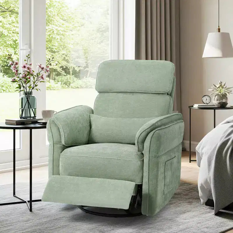 EROMMY Swivel Recliner Glider With Adjustable Headrests & Armrests