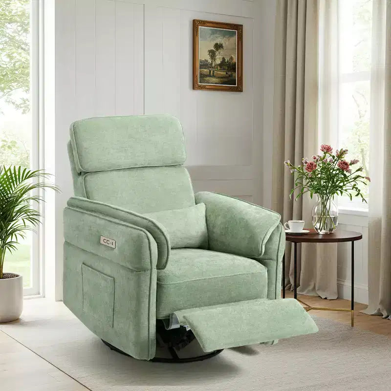 EROMMY Swivel Recliner Glider With Adjustable Headrests & Armrests
