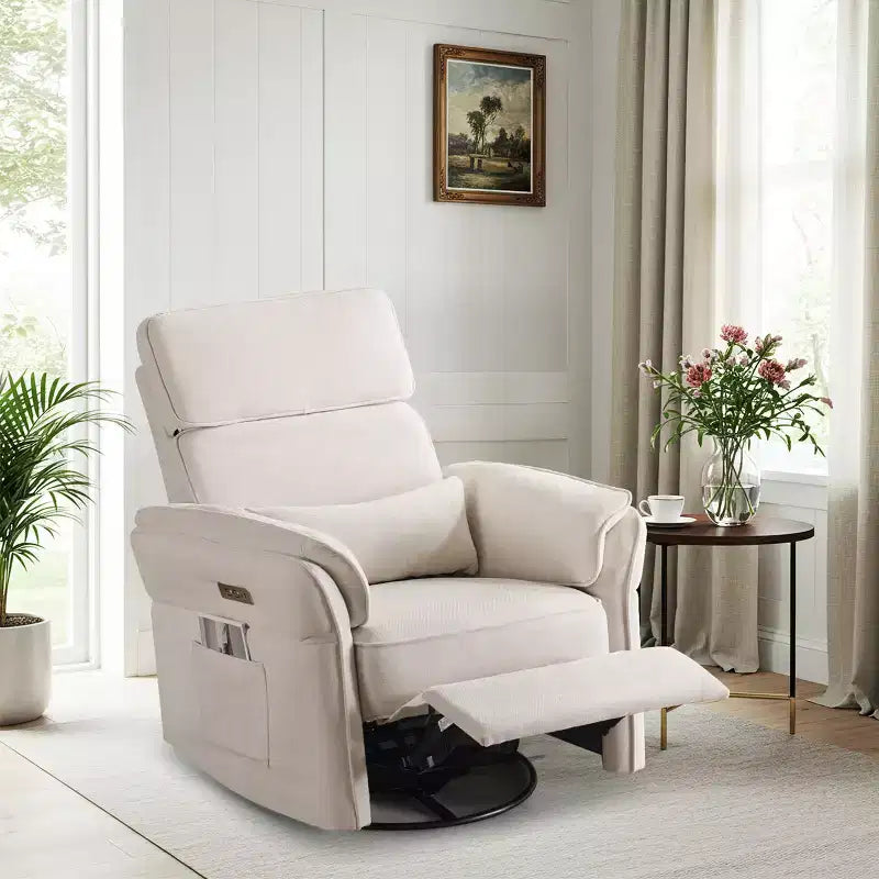EROMMY Swivel Recliner Glider With Adjustable Headrests & Armrests