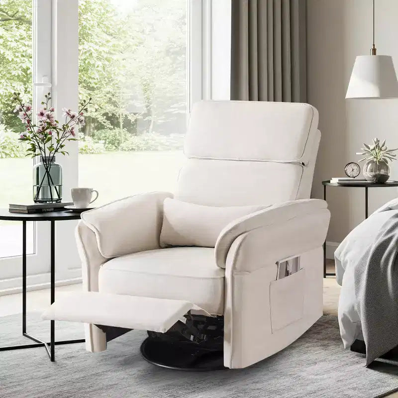 EROMMY Swivel Recliner Glider With Adjustable Headrests & Armrests