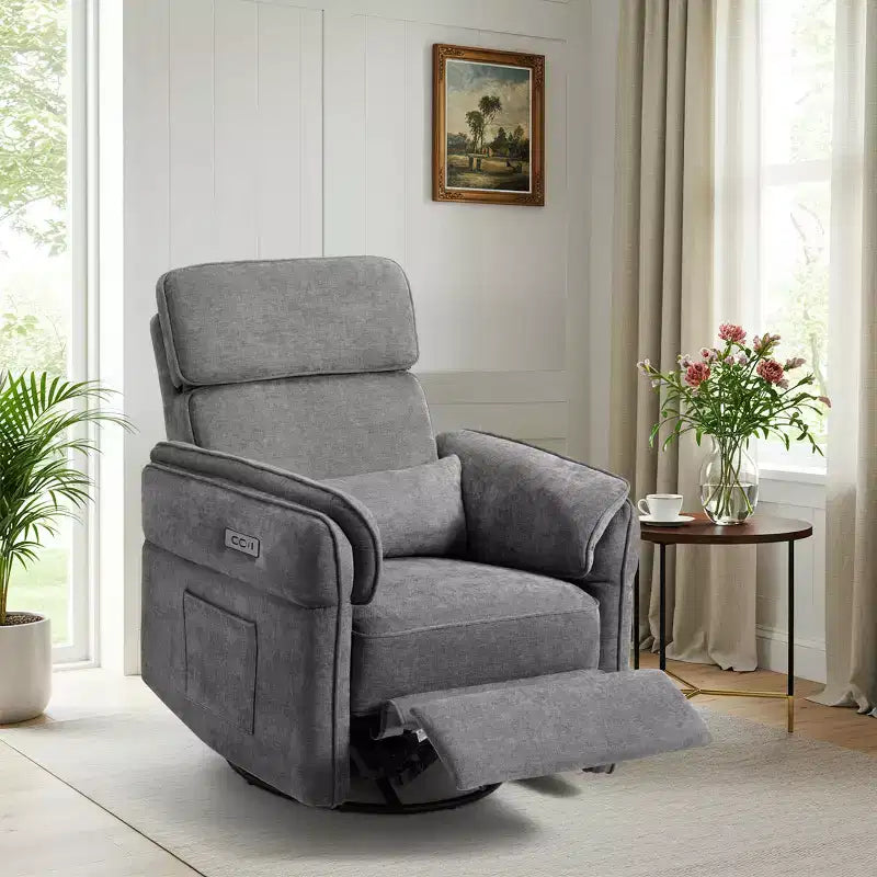 EROMMY Swivel Recliner Glider With Adjustable Headrests & Armrests