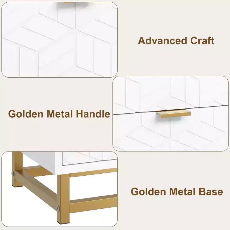 Dresser for Bedroom, 53.5 Large Dresser Organizer, 6 Drawer Dresser with Golden Metal Handle and Legs, Dressers with Drawers