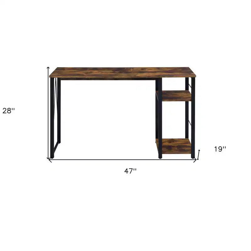 HomeRoots 47 Brown and Black Writing Desk