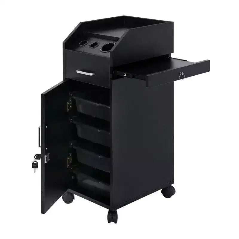 Karl Home Salon Trolley Storage Cart Beauty Hair Dryer Holder Black