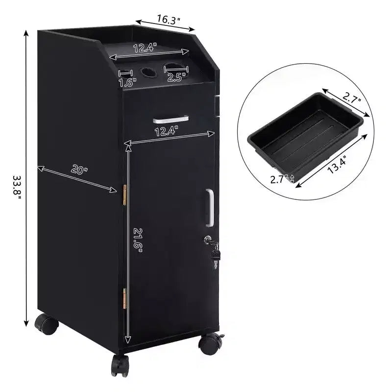 Karl Home Salon Trolley Storage Cart Beauty Hair Dryer Holder Black