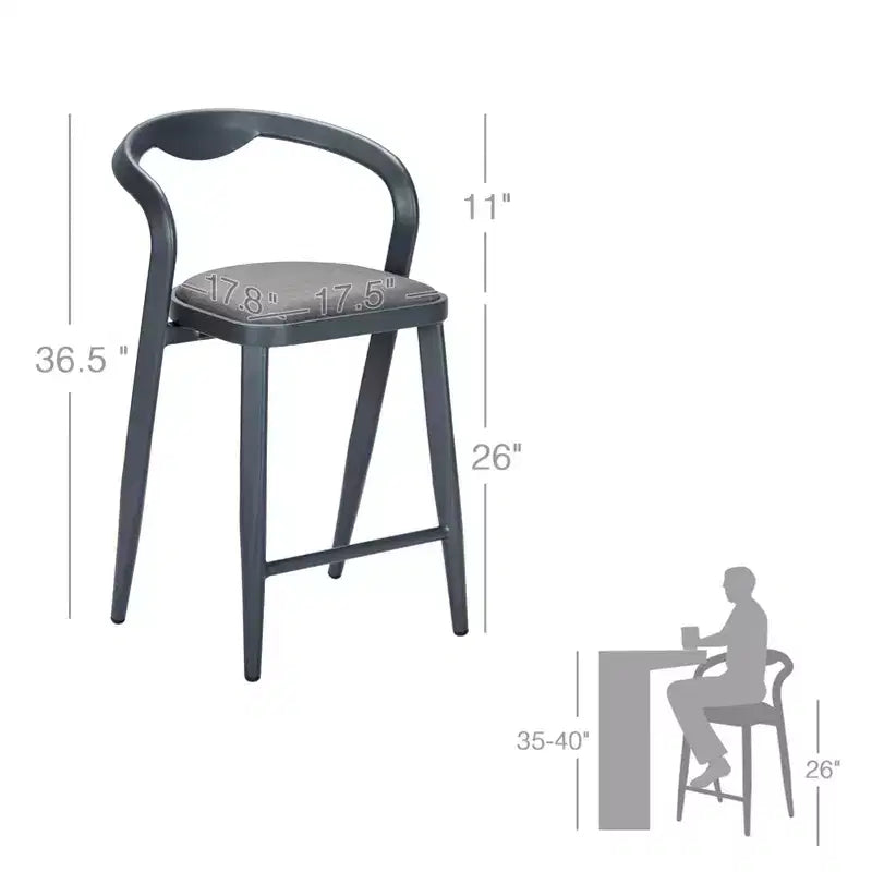 Outdoor Counter Height Bar Stools Chairs Set of 2,All-Weather Bar Height Furniture for Kitchen or Outside