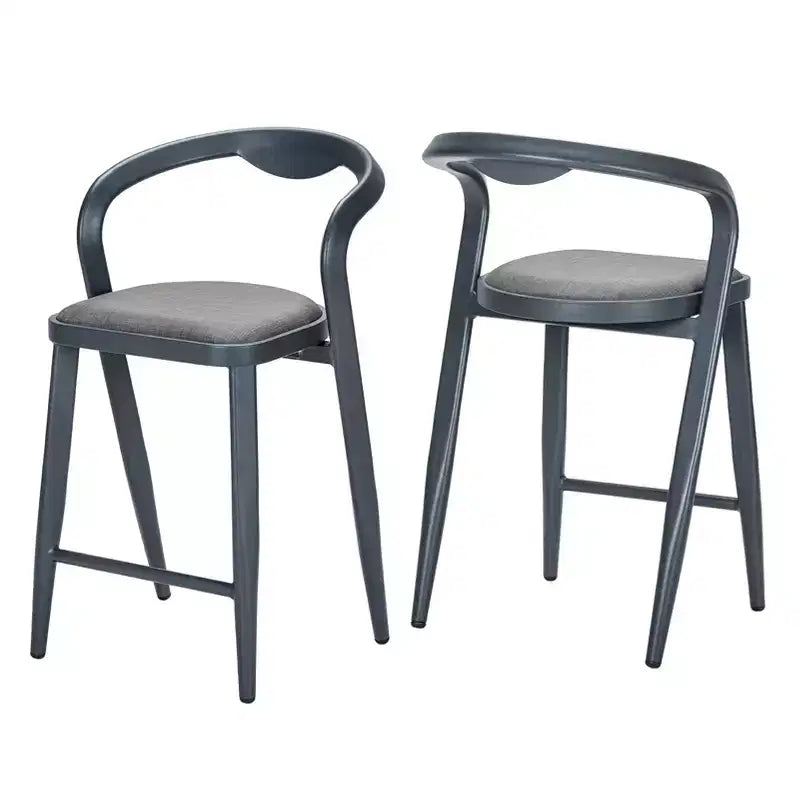 Outdoor Counter Height Bar Stools Chairs Set of 2,All-Weather Bar Height Furniture for Kitchen or Outside