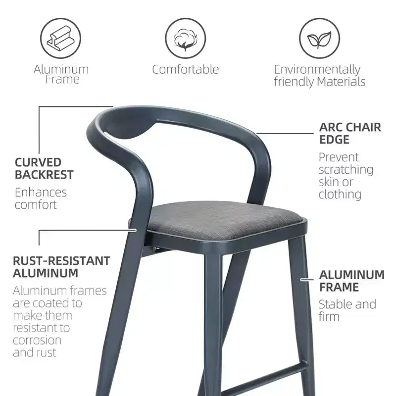 Outdoor Counter Height Bar Stools Chairs Set of 2,All-Weather Bar Height Furniture for Kitchen or Outside