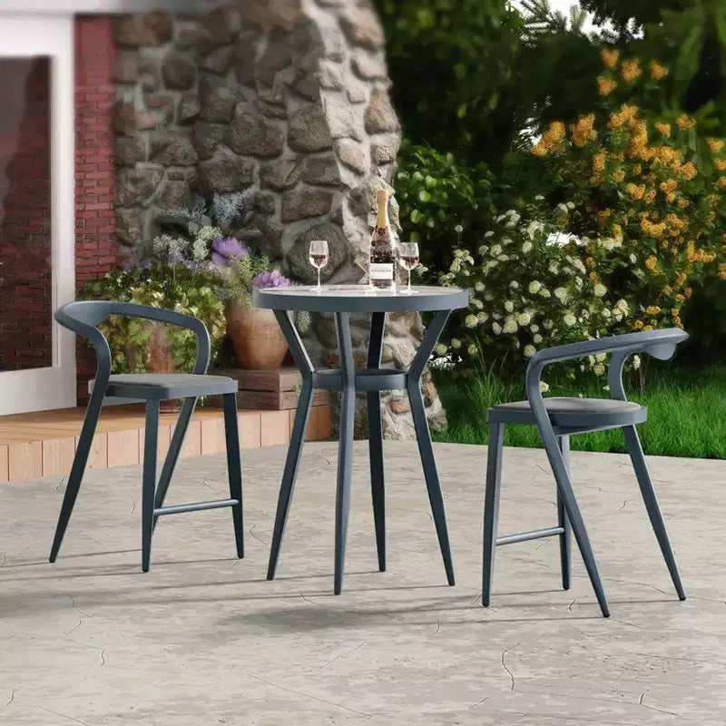 Outdoor Counter Height Bar Stools Chairs Set of 2,All-Weather Bar Height Furniture for Kitchen or Outside