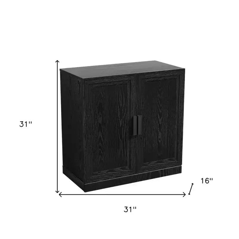 HomeRoots 31 Black Textured Door Accent Cabinet With Three Shelves