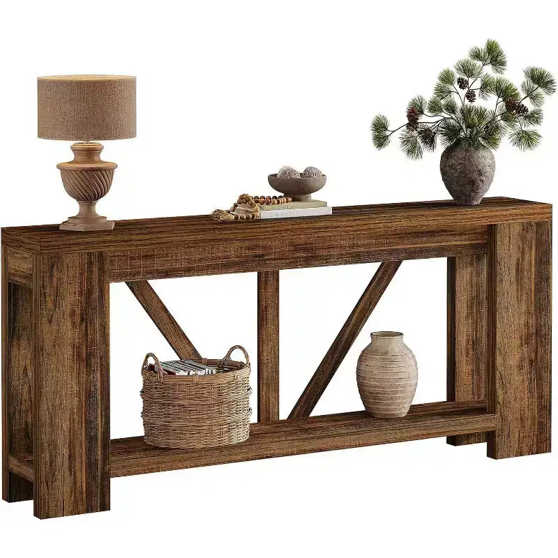 Lantine 70.9-Inch Long Console Table, 2-Tier Farmhouse Sofa Table Behind Couch, Large Entry Console with Storage for Hallway, Foyer