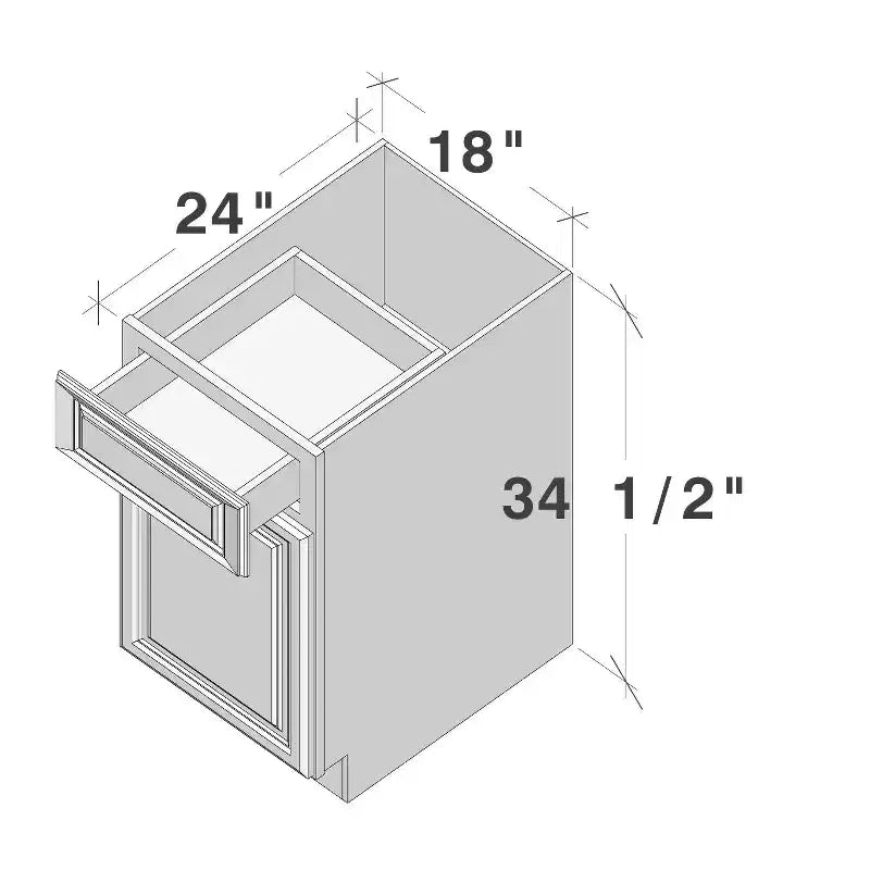 CASAINC 18 in. W x 34.5 in. H x 24 in. D Base Kitchen Cabinet with Drawer  Plywood Frame Soft-Close - Full Overlay RTA