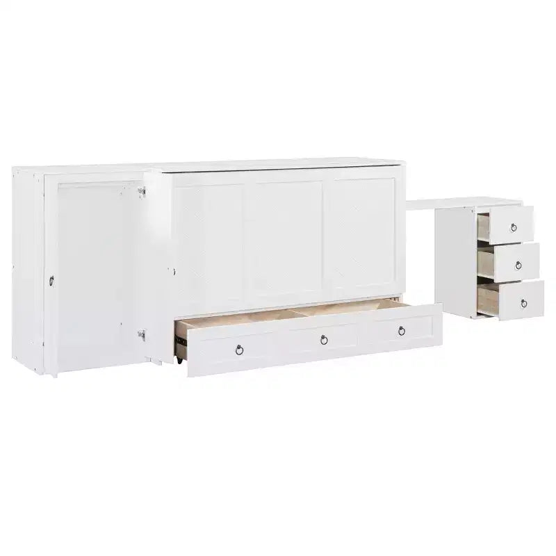 Mobile letto a scomparsa Queen con porta USB, ampio cassetto e armadio/scrivania