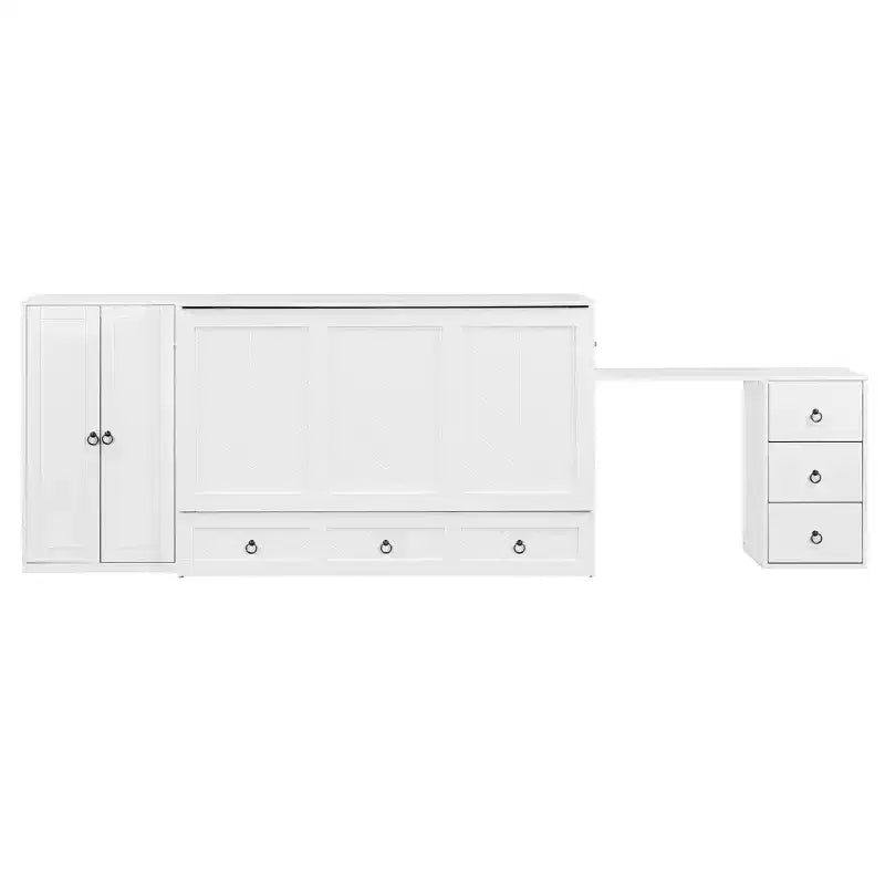 Mobile letto a scomparsa Queen con porta USB, ampio cassetto e armadio/scrivania