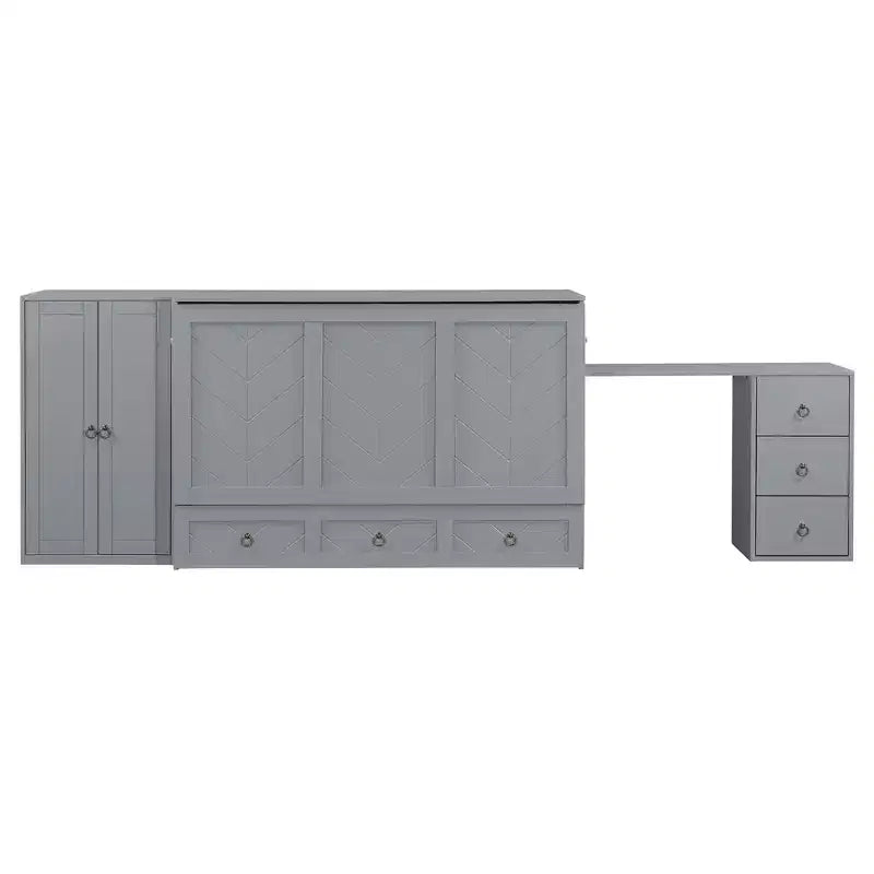 Mobile letto a scomparsa Queen con porta USB, ampio cassetto e armadio/scrivania