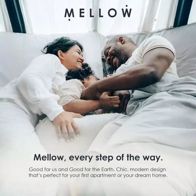 Mellow KASI Metal & Wood Platform Bed Frame with Built-In Headboard Shelf