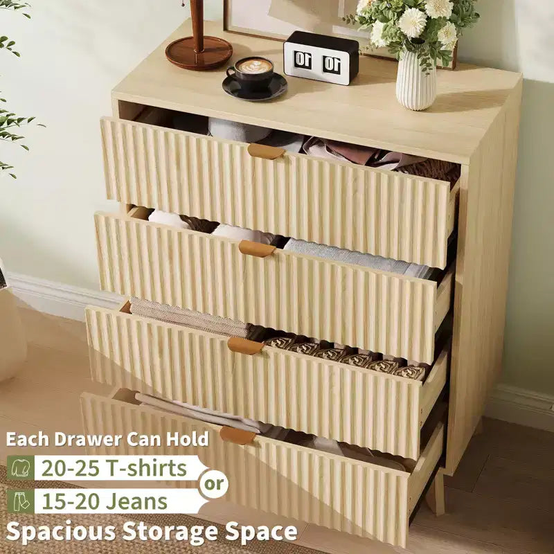 Cassettiera moderna in legno per camera da letto, corridoio, rovere naturale