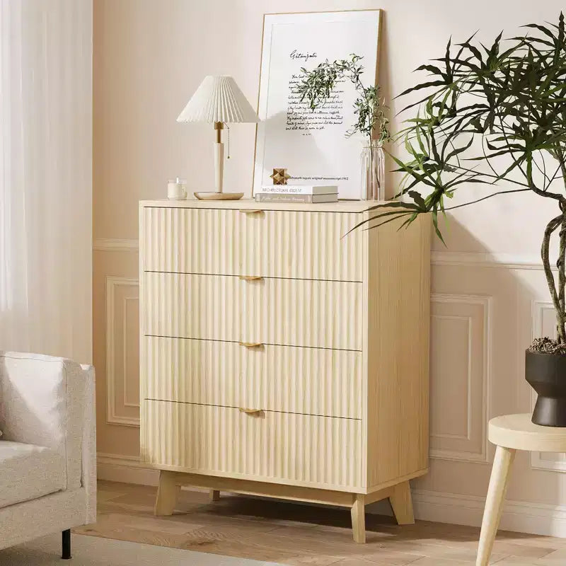 Cassettiera moderna in legno per camera da letto, corridoio, rovere naturale