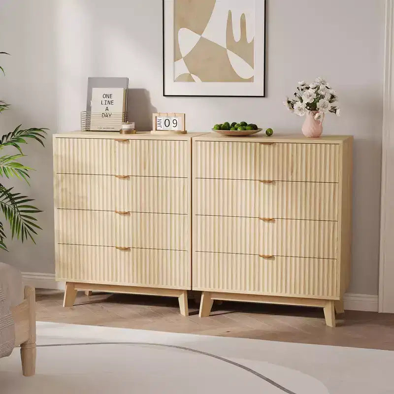 Cassettiera moderna in legno per camera da letto, corridoio, rovere naturale