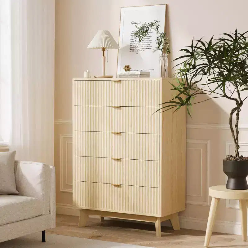 Cassettiera moderna in legno per camera da letto, corridoio, rovere naturale
