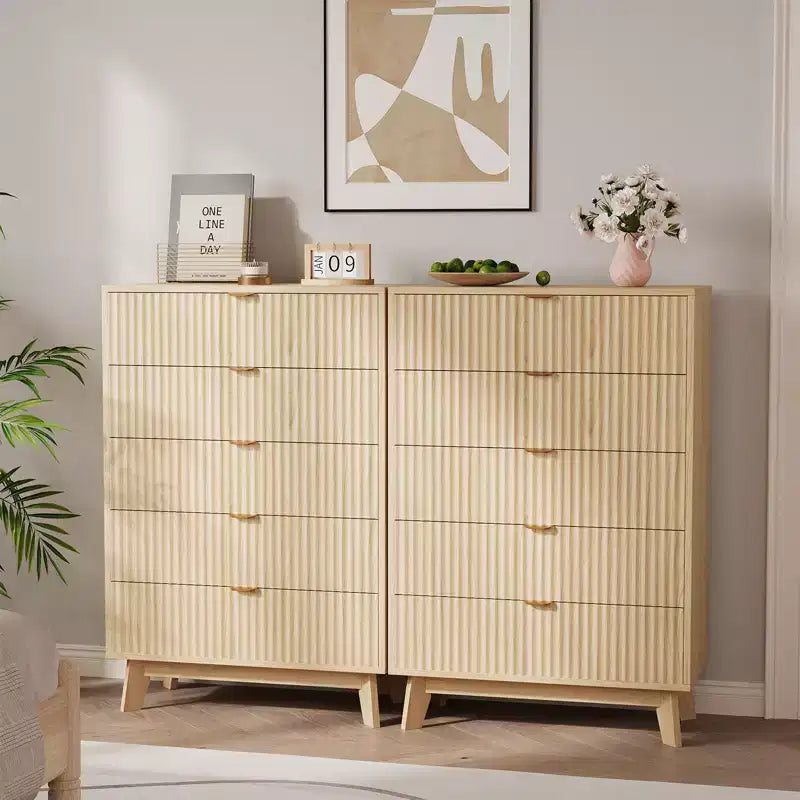 Cassettiera moderna in legno per camera da letto, corridoio, rovere naturale