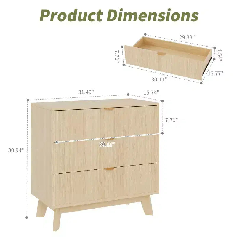 Cassettiera moderna in legno per camera da letto, corridoio, rovere naturale