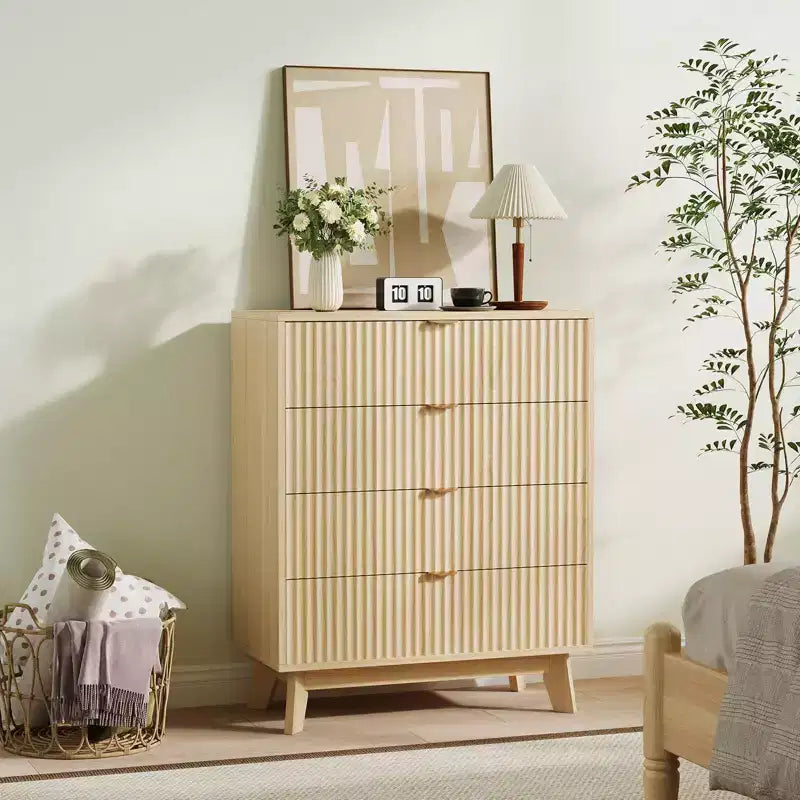 Cassettiera moderna in legno per camera da letto, corridoio, rovere naturale