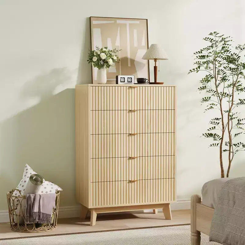 Cassettiera moderna in legno per camera da letto, corridoio, rovere naturale