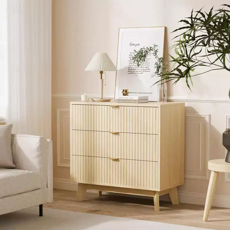 Cassettiera moderna in legno per camera da letto, corridoio, rovere naturale