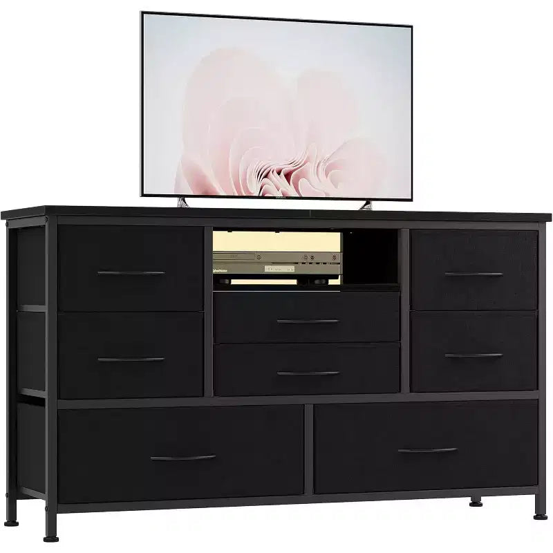 47.4-inch Multi-Functional TV Stand with 8 Drawers, RGB Smart Light Strip, Dual Power Outlets, Suitable for Multiple Scenarios