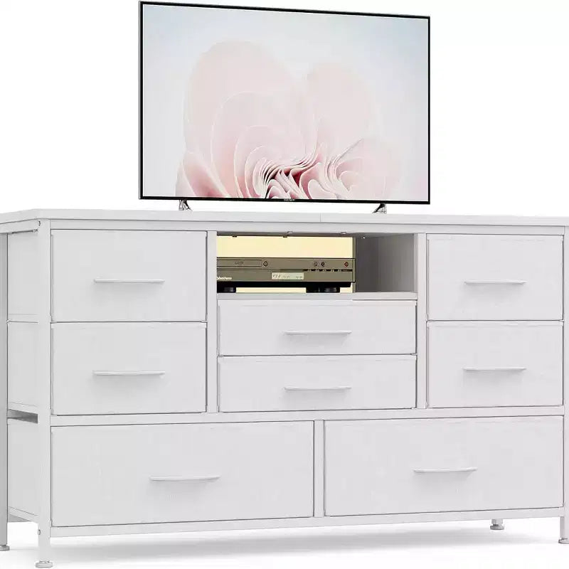 47.4-inch Multi-Functional TV Stand with 8 Drawers, RGB Smart Light Strip, Dual Power Outlets, Suitable for Multiple Scenarios