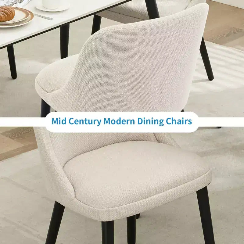 Set di 2 sedie da pranzo imbottite in lino con gambe in legno, sedie da cucina moderne