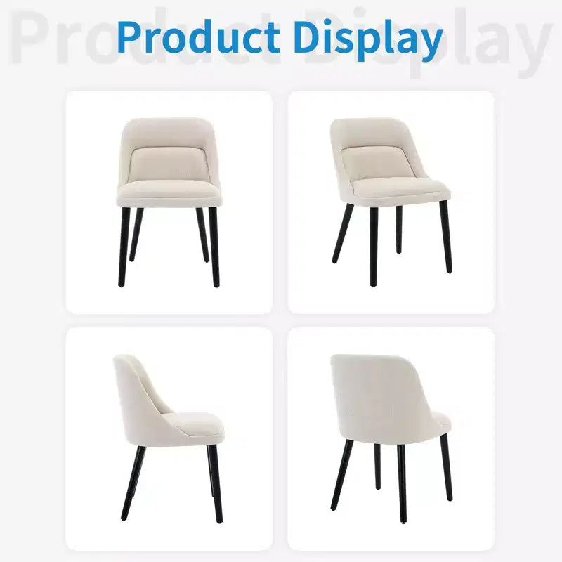 Set di 2 sedie da pranzo imbottite in lino con gambe in legno, sedie da cucina moderne