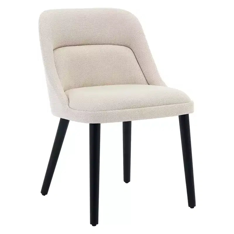 Set di 2 sedie da pranzo imbottite in lino con gambe in legno, sedie da cucina moderne