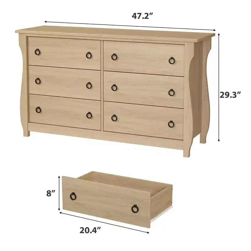 Cassettiera alta a 6/7 cassetti con gambe curve e inserti in rattan, contenitore autoportante