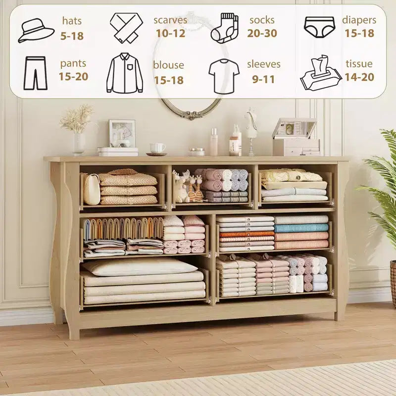 Cassettiera alta a 6/7 cassetti con gambe curve e inserti in rattan, contenitore autoportante