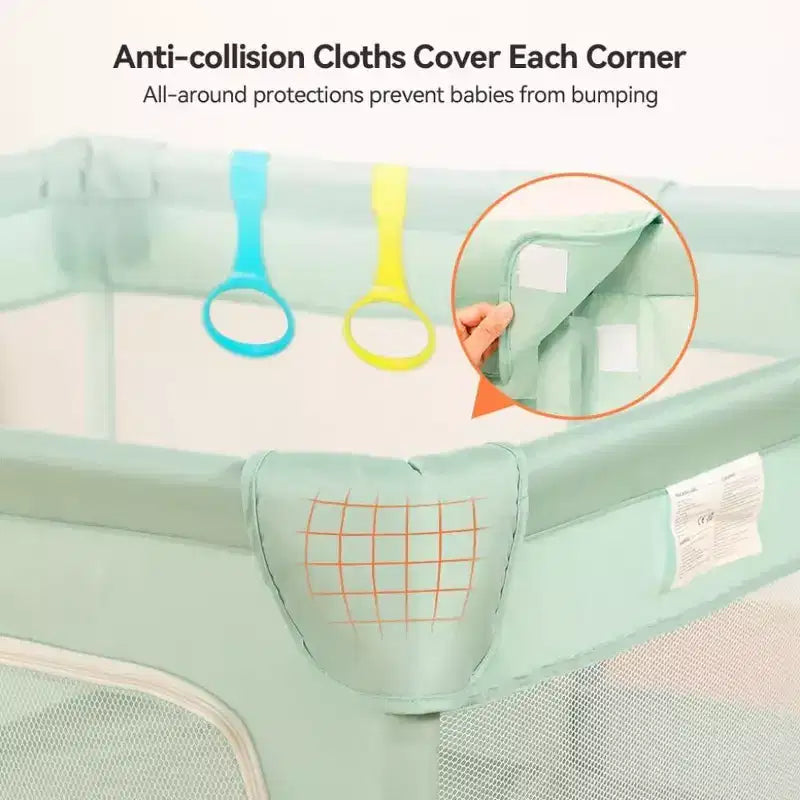 GOTGELIF 74x50 4-Panel Baby Playpen Spacious & Secure Portable Playard